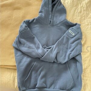 Comfrt Patch Blue Hooded Sweatshirt - Casual Pullover
